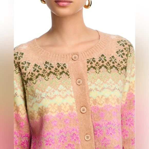 💚Cinq à Sept🩷Millie Fair Isle Cardigan Sweater